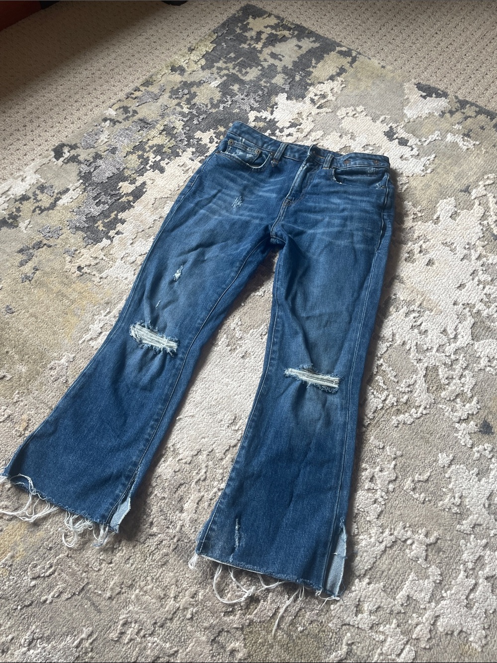 R 13 Dark Blue Distressed Women's Jeans